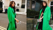 Kanika Kapoor Looks Ravishing In A Black Crop Top And Pants With Long Green Coat 766806