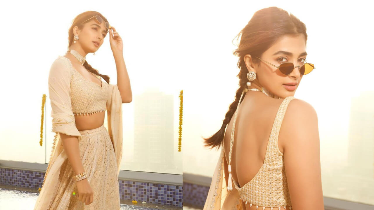 Pooja Hegde Redefines Breezy Ethnic Style In A Cream Embroidered Lehenga Set 767965