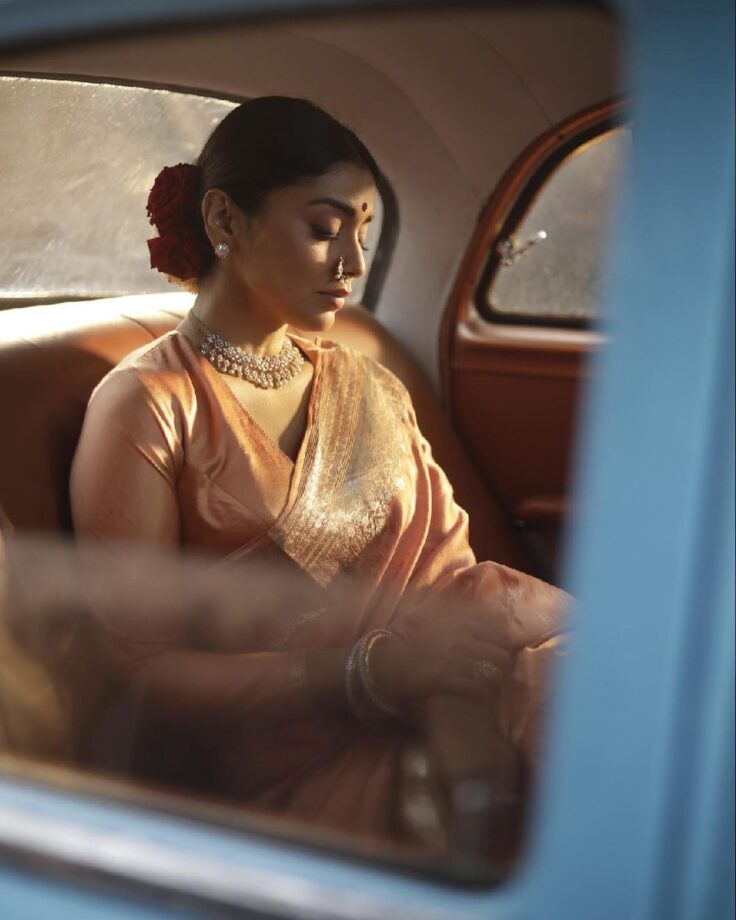 Shriya Saran Ups Glamour Quotient In Peach Coloured Saree, Fans Lovestruck 776178