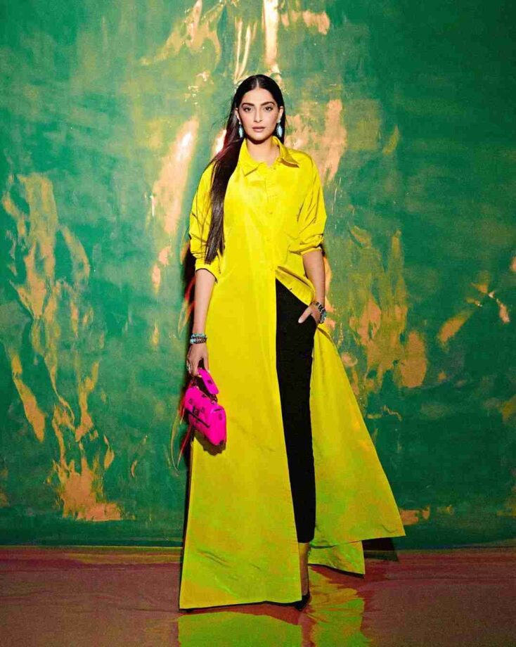 Sonam Kapoor Makes A Chic Style Statement In A Long Yellow Long Shirt With Black Pants, See Pics 773874