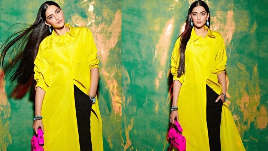 Sonam Kapoor Makes A Chic Style Statement In A Long Yellow Long Shirt With Black Pants, See Pics 773877