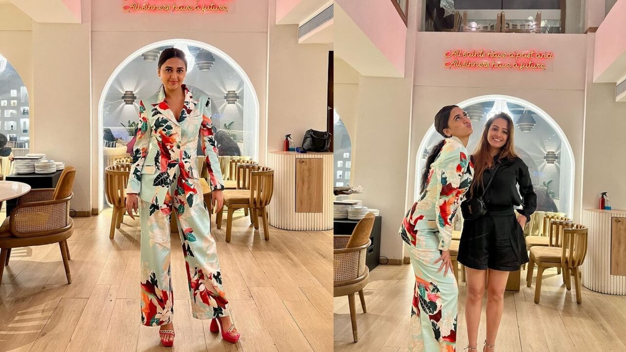 Tejasswi Prakash Gives Bold Spin To Power Dressing In Floral Blazer And Pant 765698