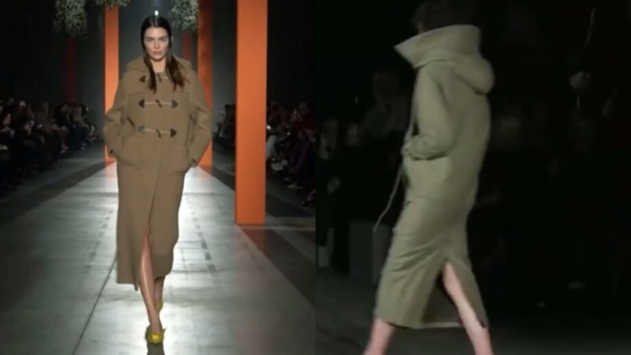 Watch: Kendall Jenner Looks Effortlessly Cool In A Camel-Coloured Duffle Coat For Milan Fashion Week 776647