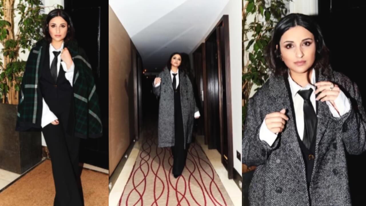 Watch: Parineeti Chopra Creates Oomph Look In Black-White Suit And Pant Outfit 766288