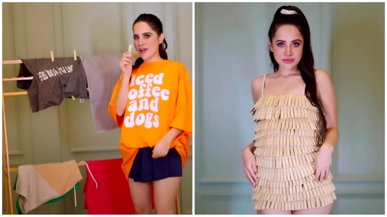 Watch: Urfi Javed Shocks Internet With Her Bold Outfit Made Out Of Clothes Clips 770763