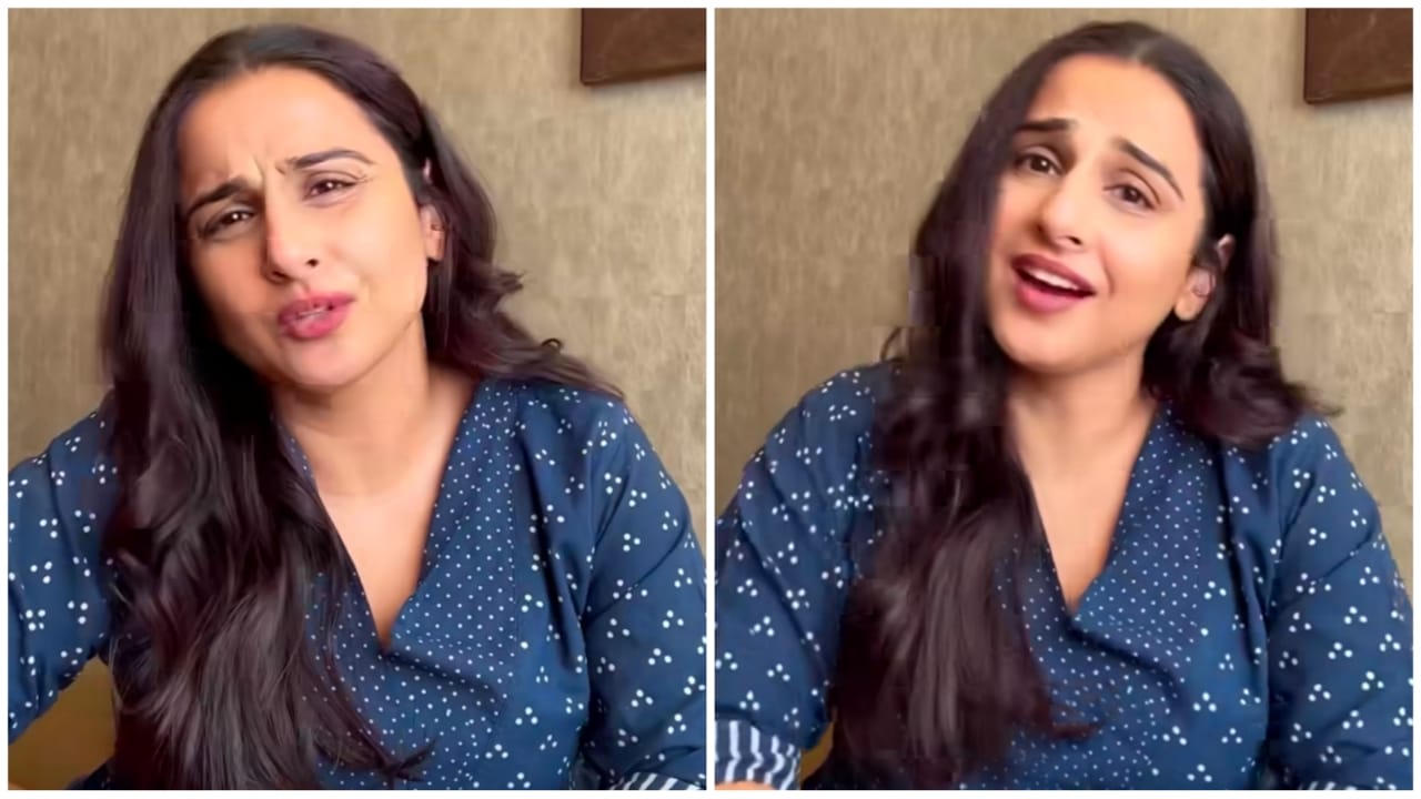 Watch: Vidya Balan Shares A Hilarious Video Of Herself In A Blue White Dot Printed Outfit 771892