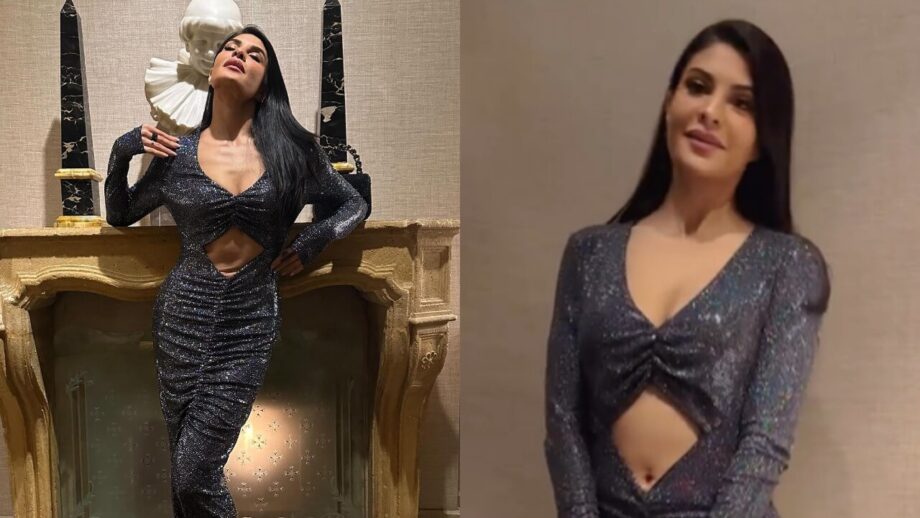 Jacqueline Fernandez outshines in cutout sequinned silver bodycon 786828