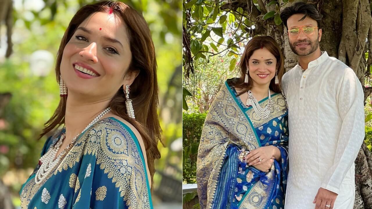 Ankita Lokhande gets couple photoshoot done with hubby Vicky Jain, flaunts Banarasi saree along with sindoor 791232