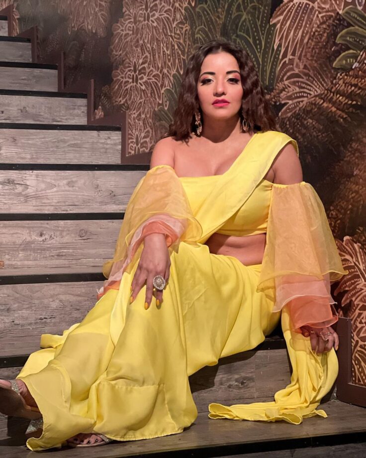 Bhojpuri diva Monalisa is feeling 'yellow', looks super sensuous in deep-neck saree flaunting curves 790277
