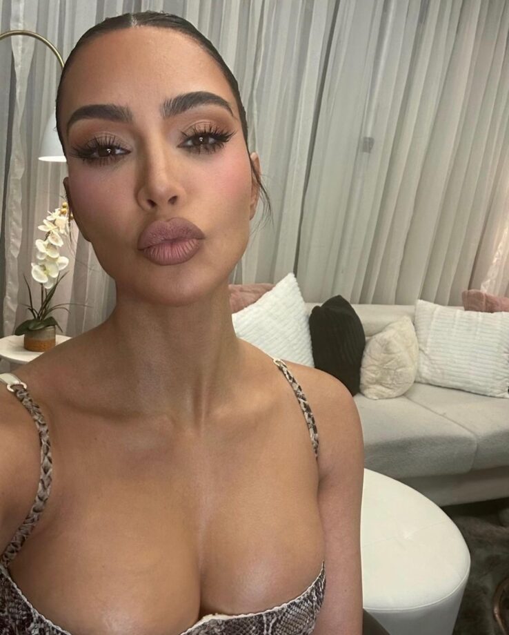 Captivating Glamourous Kim Kardashian's Matte Makeup Look In Selfie Pictures 784624