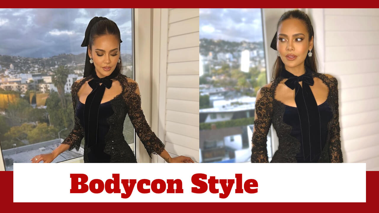 Esha Gupta Excels In This Laced-Worked Sheer Bodycon In Black 782433