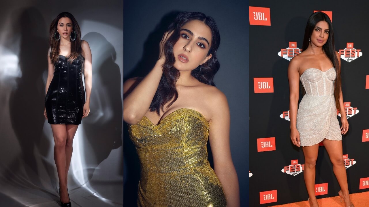Fashion Battle: Sara Ali Khan Or Rakul Preet Singh Or Priyanka Chopra; Who Looks Captivating In A Shimmery Mini Dress? 789050