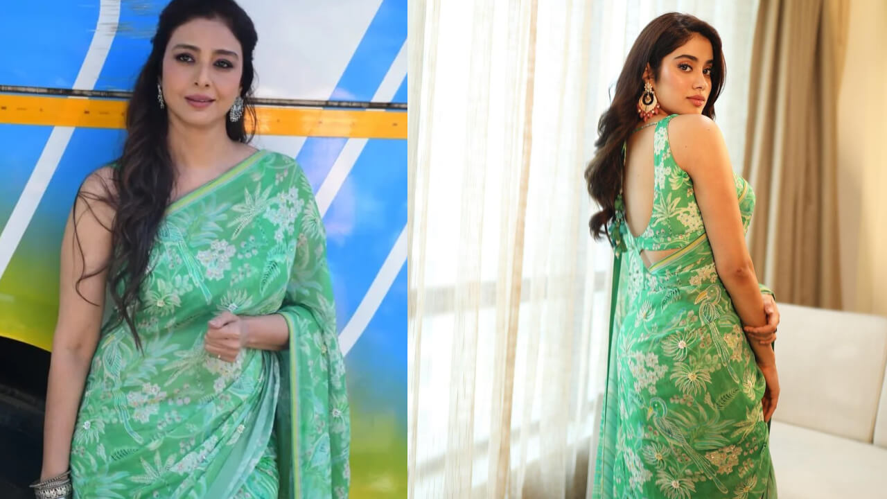 Fashion Face-Off: Janhvi Kapoor Or Tabu; Who Looks Stunning In Green Floral Printed Saree? 789097
