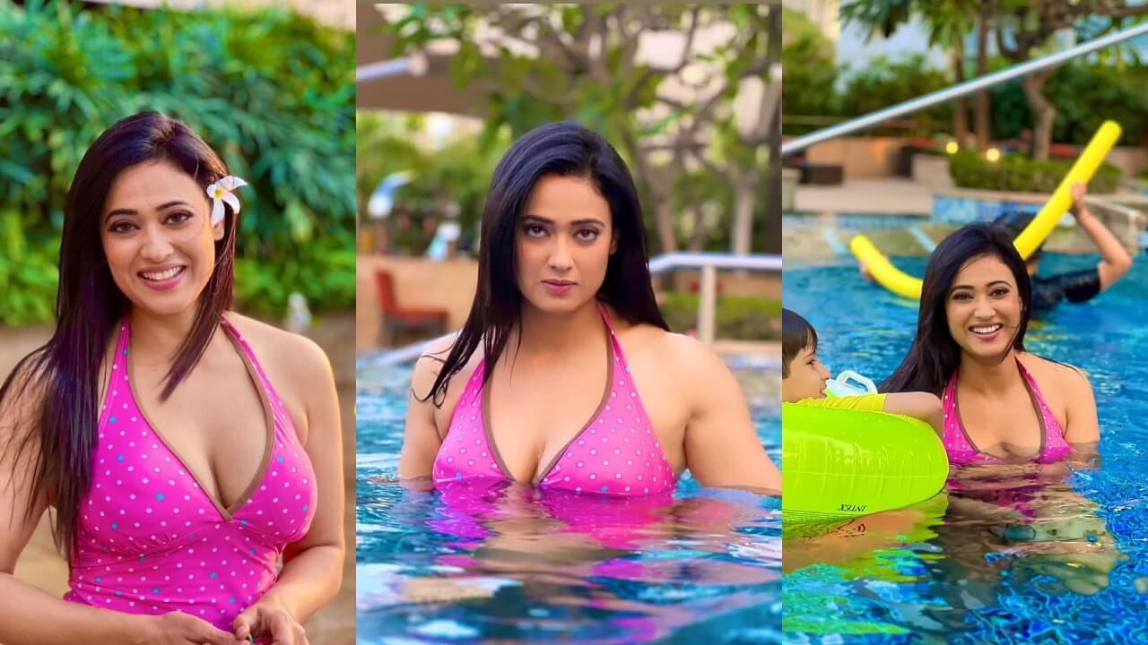 Gorgeous: Shweta Tiwari tempts in deep neck hot pick swimwear 787318