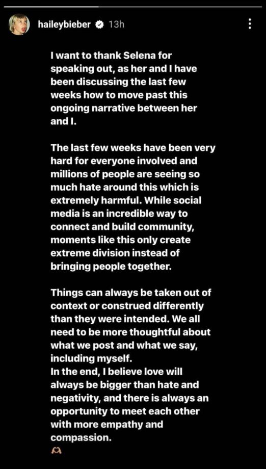 “I want to thank Selena for speaking out “, Hailey Bieber on Selena Gomez’ clarification post on the ongoing feud over ‘laminated eyebrows’, read 789555