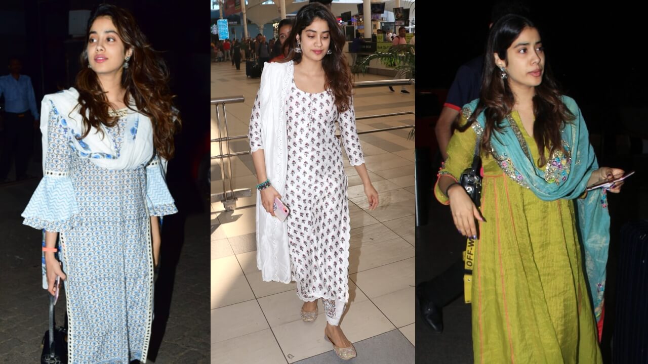 Janhvi Kapoor Spotted In A Green And White Chikankari Suit - Boldsky.com