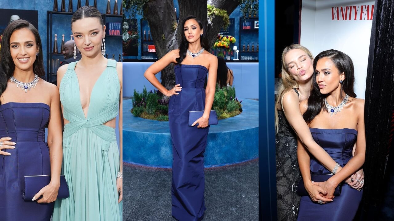 Jessica Alba Walked The Red Carpet In A Stunning Blue Strapless Gown; Priyanka Chopra Loved it!
