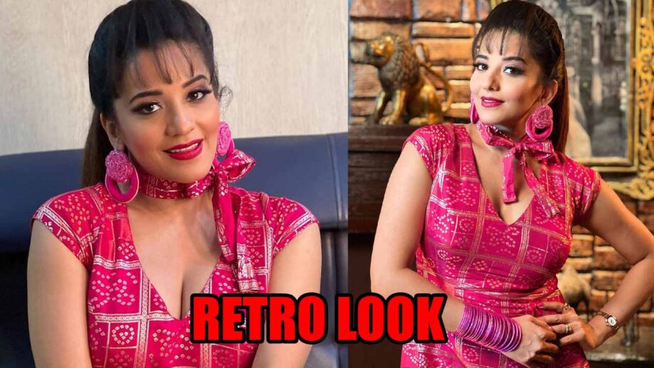Monalisa gives retro vibes in bandhani print pink dress, check photos 787105