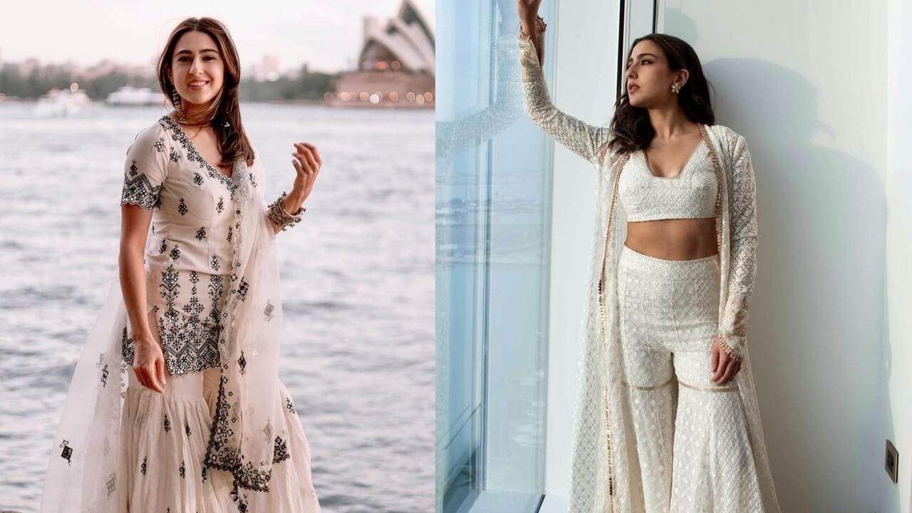 Grand look With Kriti Sanon Off White Color Party Wear Sharara Suit