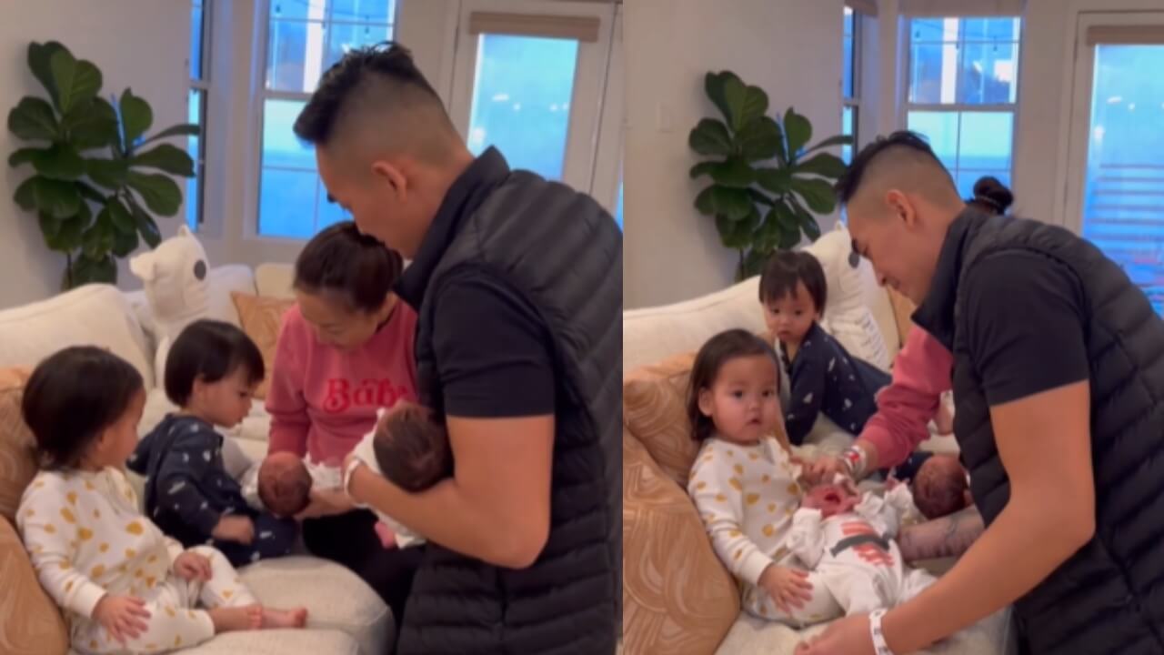 Viral Video: Twin Kids Give Amusing Reaction While Meeting Their Newborn Siblings 784315
