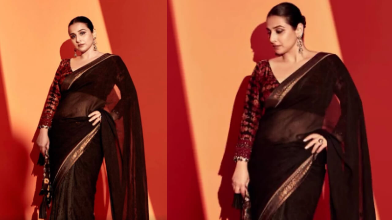 Watch: Vidya Balan Gives Us Reasons To Glam Up In A Black Saree With Designer Blouse 786152