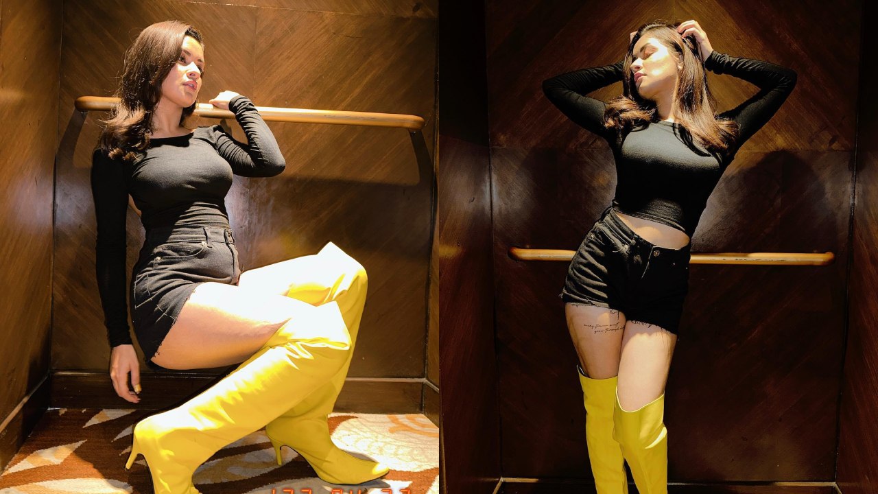 Avneet Kaur goes bold and beautiful in backless black outfit, yellow knee-length boots grab attention 800878