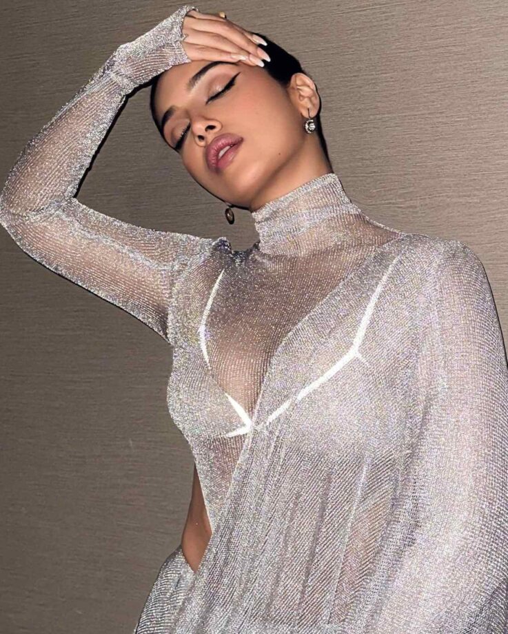Bhumi Pednekar in silver shimmery transparent see-through dress, a vision indeed 802098