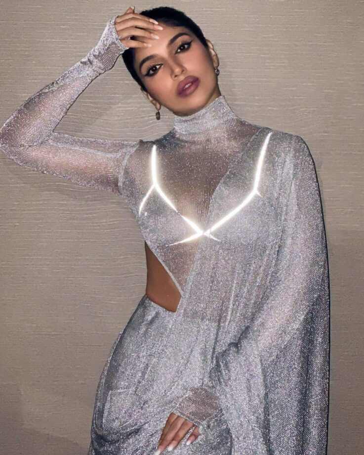 Bhumi Pednekar in silver shimmery transparent see-through dress, a vision indeed 802099