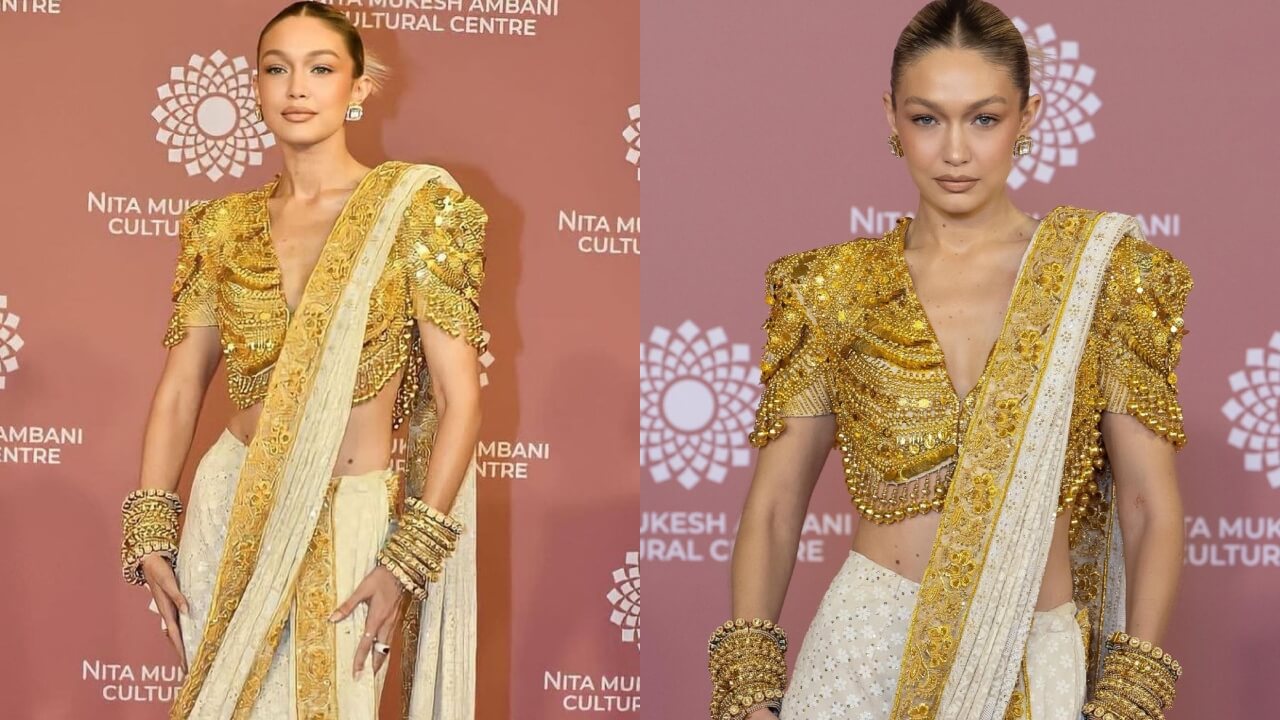 Gigi Hadid Impresses The Internet In Stunning White Saree With Golden Blouse 793133