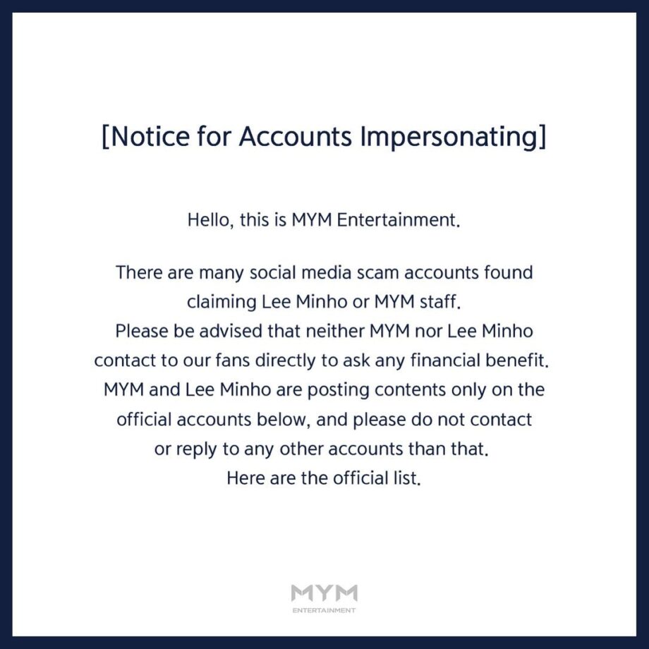 Lee Min Ho's Agency Warns Fans To Avoid Fake Accounts, Read 801100