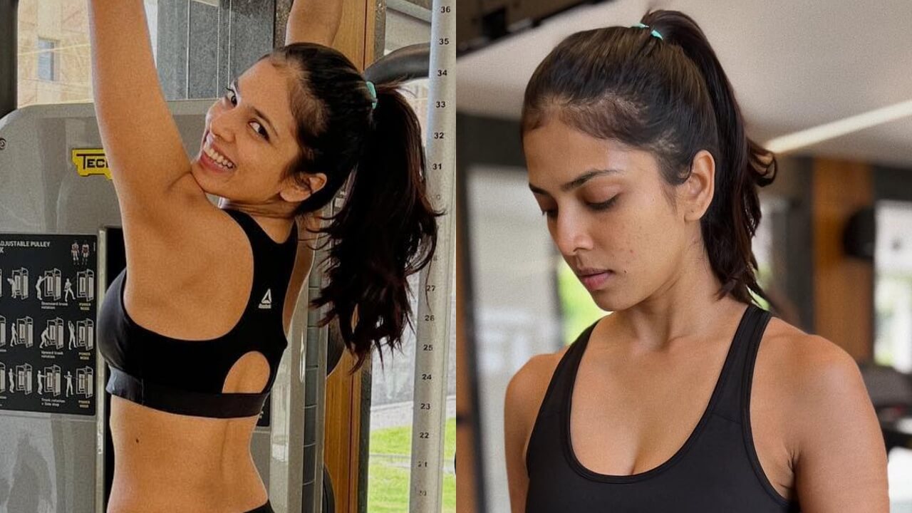 Malavika Mohanan flexes her fitness routine, looks super sensuous in black bralette and joggers 799866