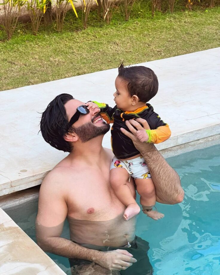 Adorable: Dheeraj Dhoopar gets all awe of his son in swimming pool 805901