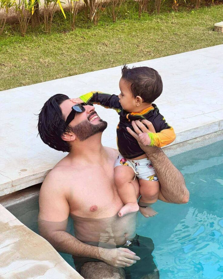 Adorable: Dheeraj Dhoopar gets all awe of his son in swimming pool 805906