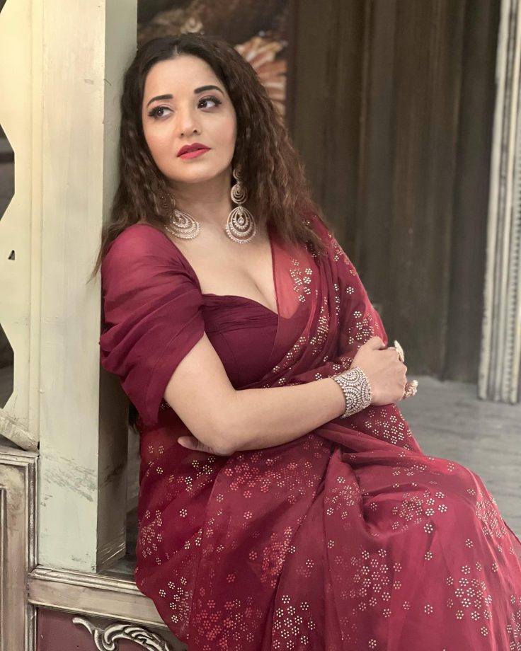 Monalisa Goes Gorgeous In Maroon Saree, And We Can't Take Eyes Off Her 811608
