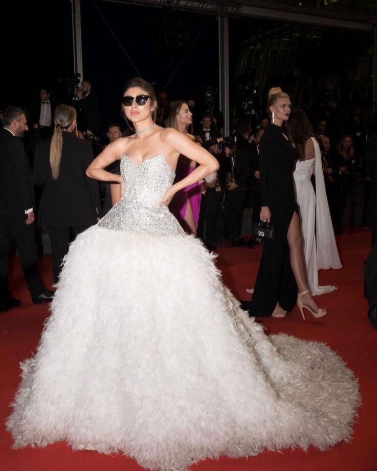 Mouni Roy Turns Cinderella In Sparkling White Feathered Gown At Cannes 809858