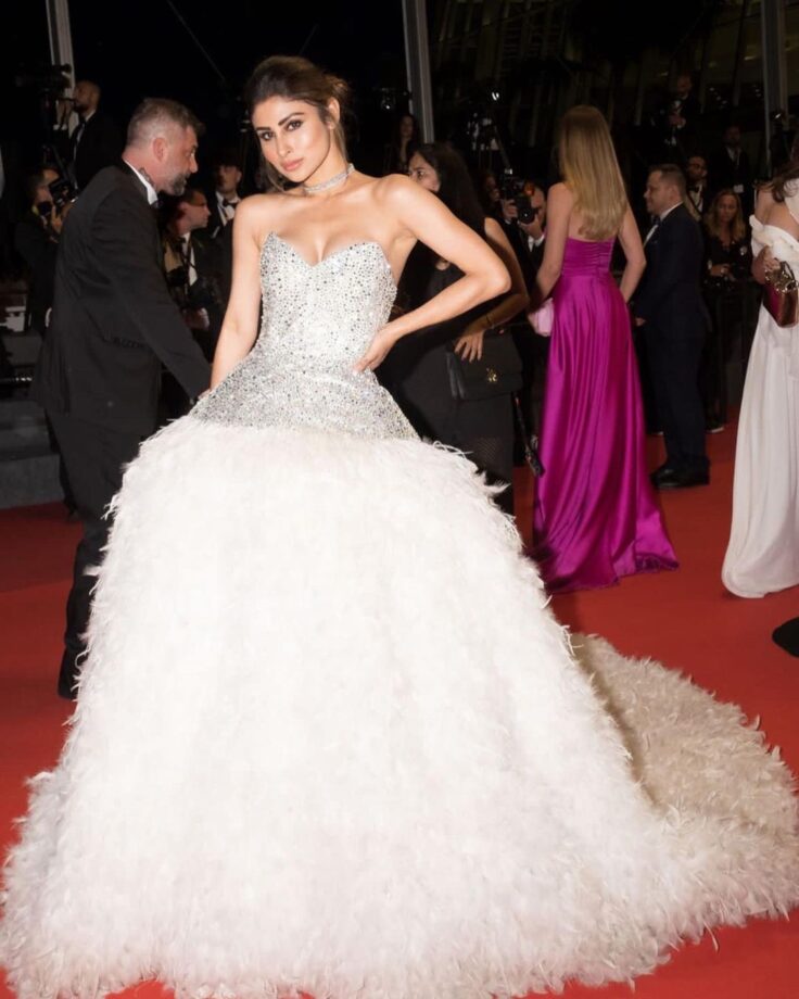 Mouni Roy Turns Cinderella In Sparkling White Feathered Gown At Cannes 809857