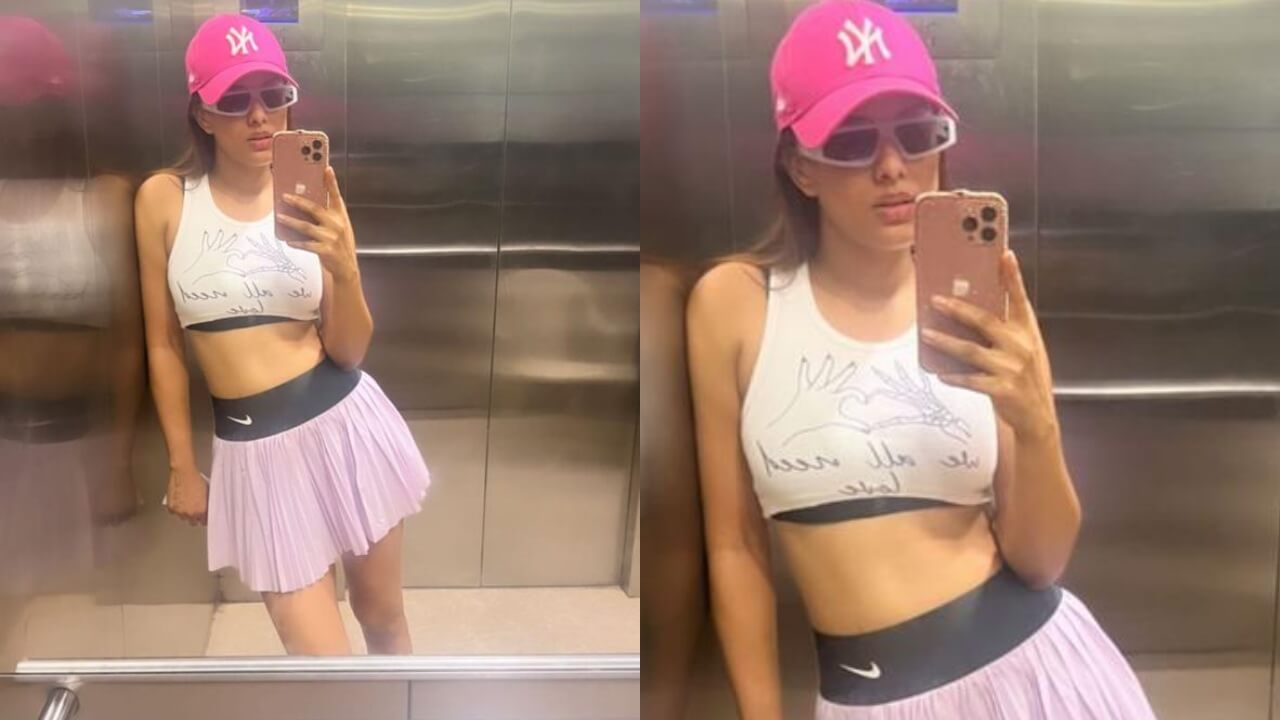 Nia Sharma is quintessential 'cutie pie' white sports bra and pink skirt, check out 811469