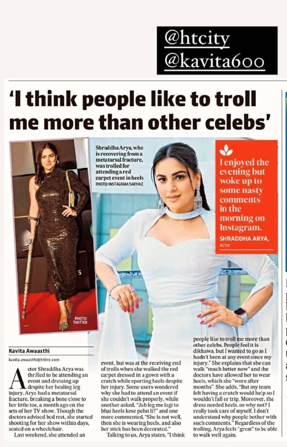 “People like to troll me than other celebs”, Shraddha Arya on getting mocked for wearing heels at an event 809985