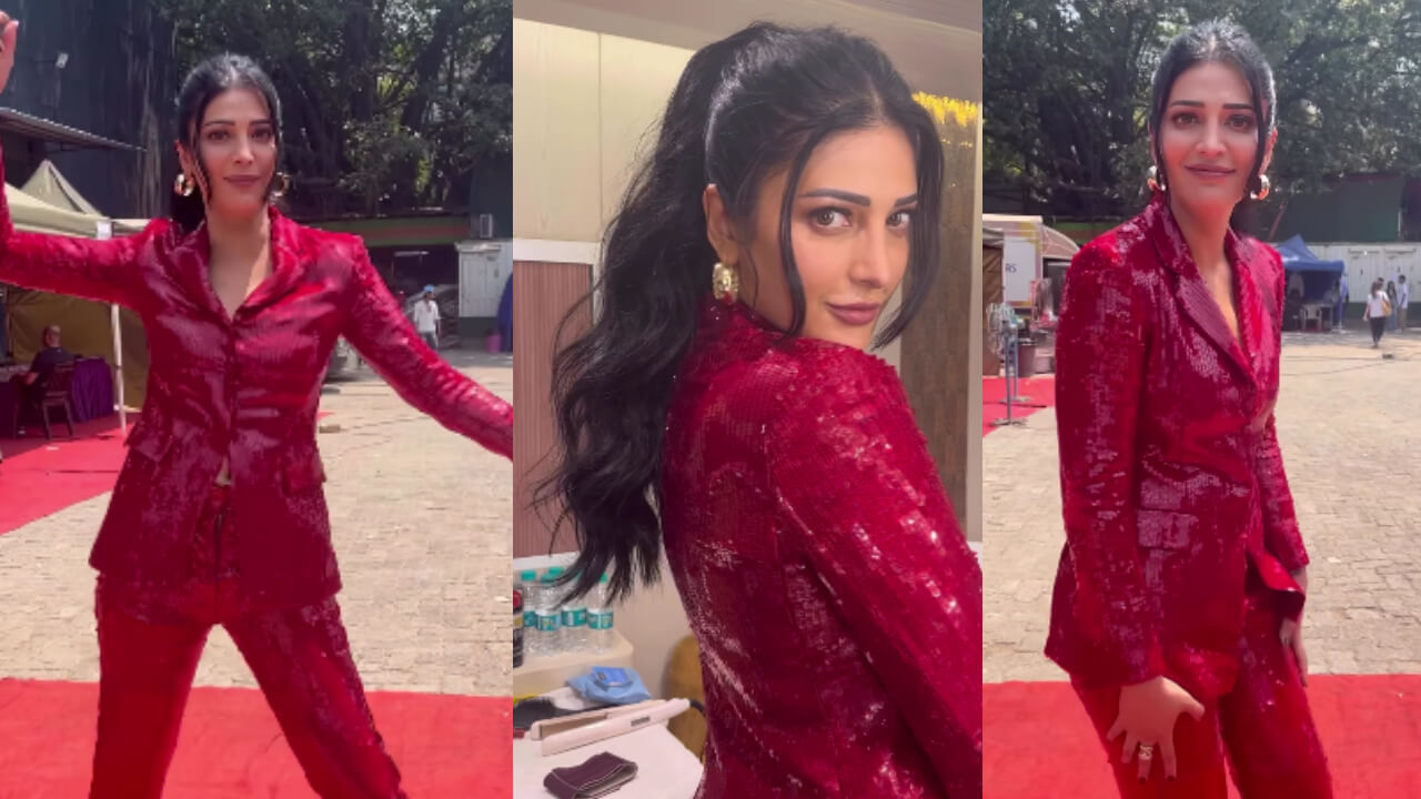 Shruti Haasan Fires Up In Red Shimmers, Fans In Awe 808632