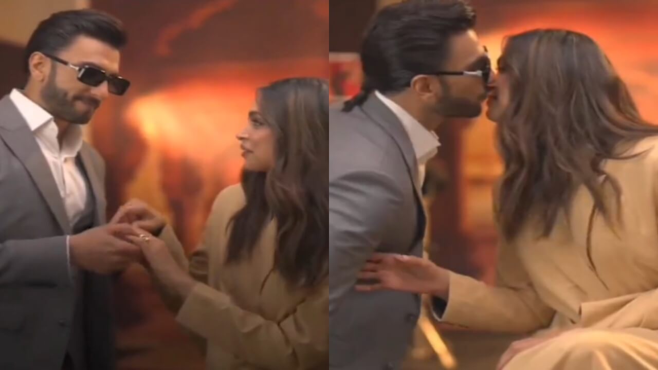 Watch: Ranveer Singh kisses Deepika Padukone in middle of interview, fans get couple goals 806585