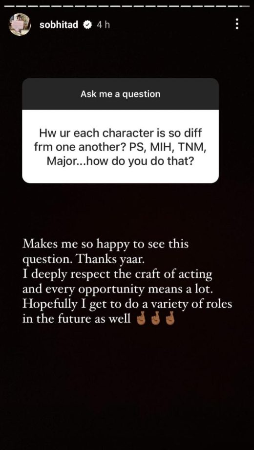 Fans ask Sobhita Dhulipala about her ability to pull off multiple characters during an Ask Me session – check out her perfect response 820589