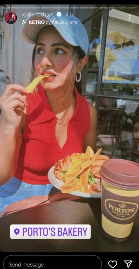 Hina Khan Glows In Sunkissed Picture, Enjoys Turkey Croissant 819048