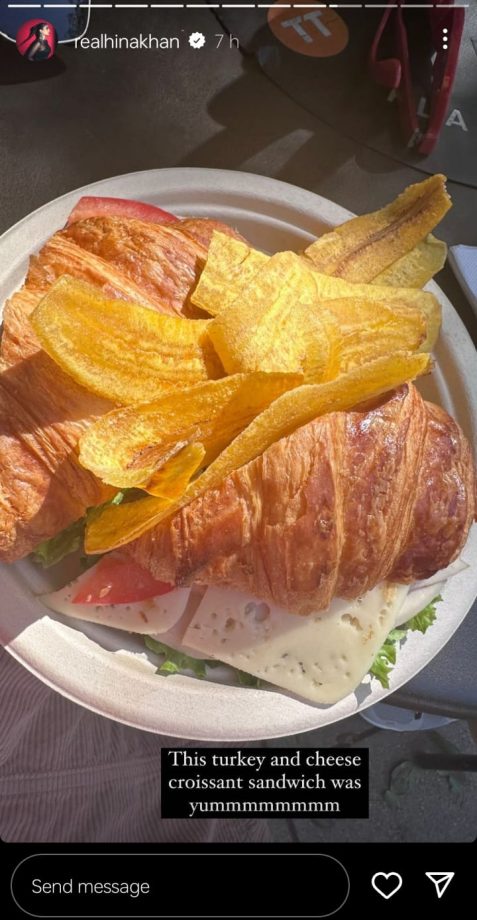Hina Khan Glows In Sunkissed Picture, Enjoys Turkey Croissant 819049