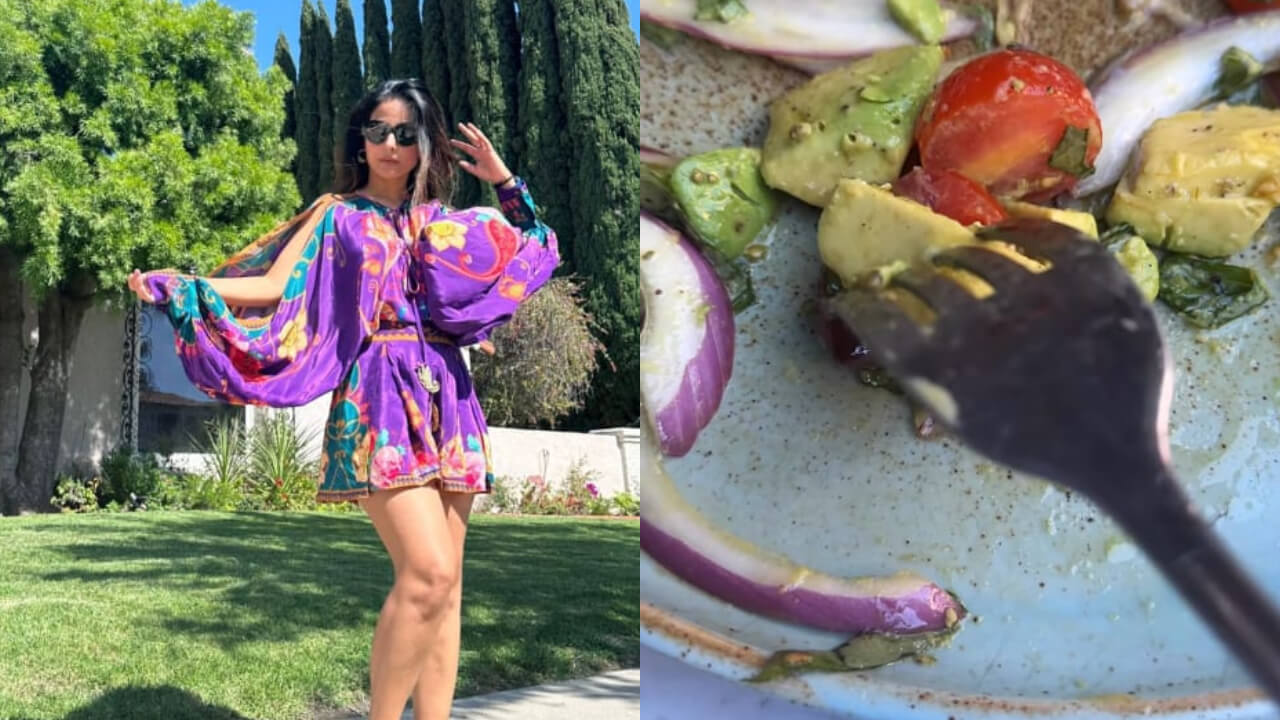Hina Khan Looks Sunshine In Purple; Enjoys Healthy Meal 818717