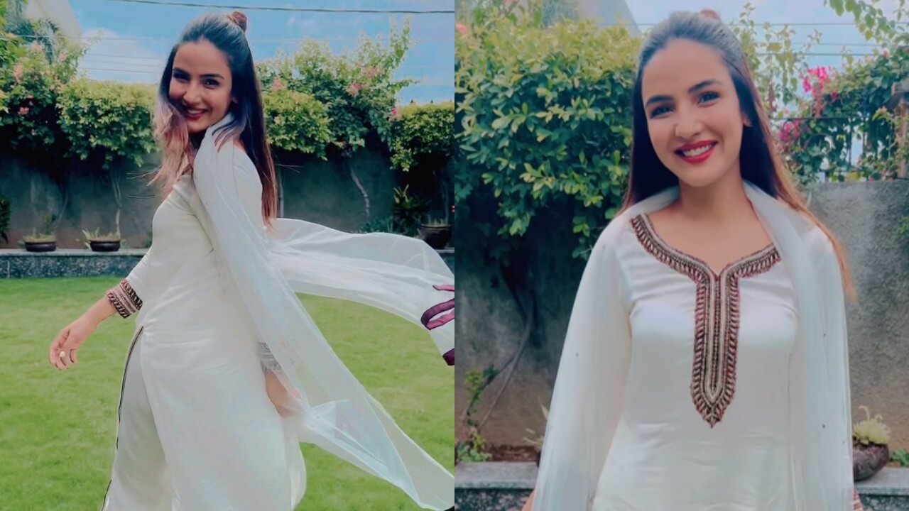 Jasmin Bhasin's white desi salwar avatar is quintessential Eid look
