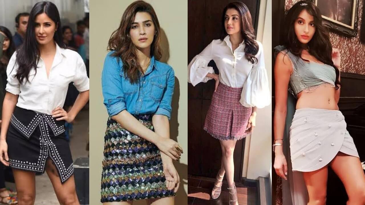 Katrina Kaif, Kriti Sanon, Nora Fatehi and Kajal Aggarwal in stylish midi skirt styles, a quintessential visual delight 813205