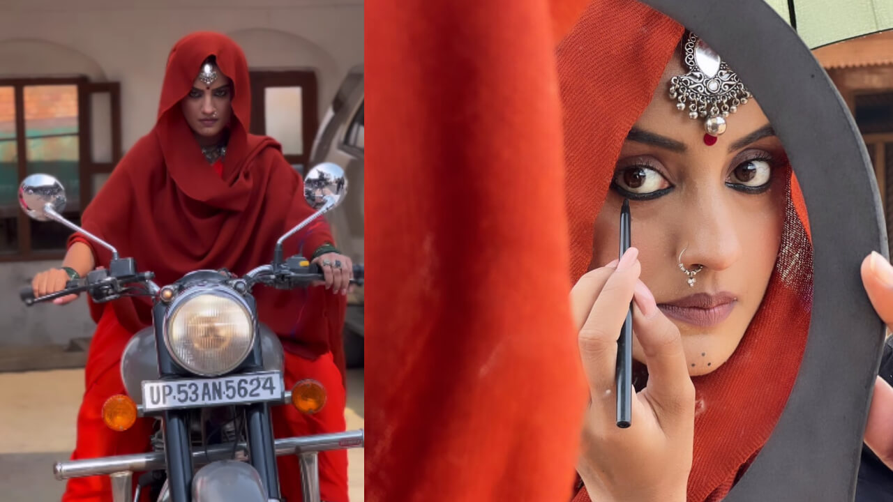 Akshara Singh Turns 'Dhakad' In New Avatar, Rides A Bullet In Saree 838198