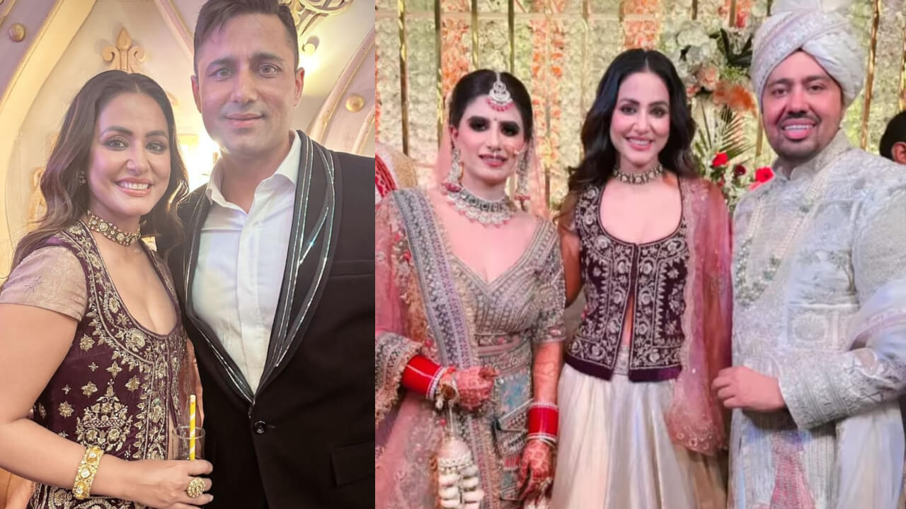 Hina Khan Looks Jaw-Dropping In Maroon Lehenga, Attends Friend's Wedding 823189