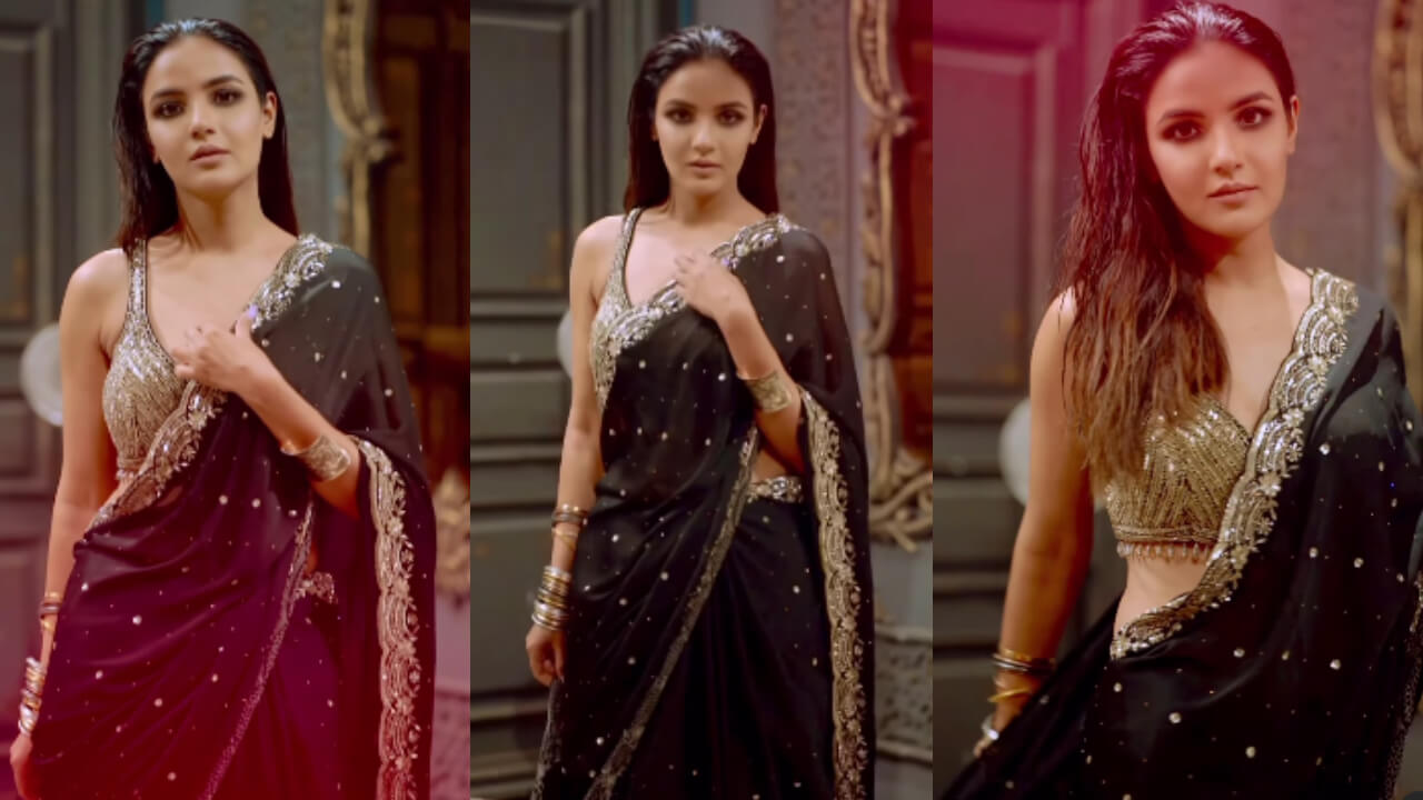 Jasmin Bhasin keeps sensuality in check in embellished black saree, see video 823255
