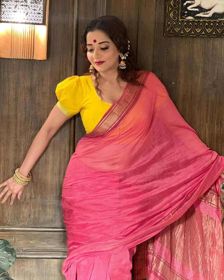 Monalisa Looks Magical In Jaw-Dropping Pink Saree; Check Here! 833170